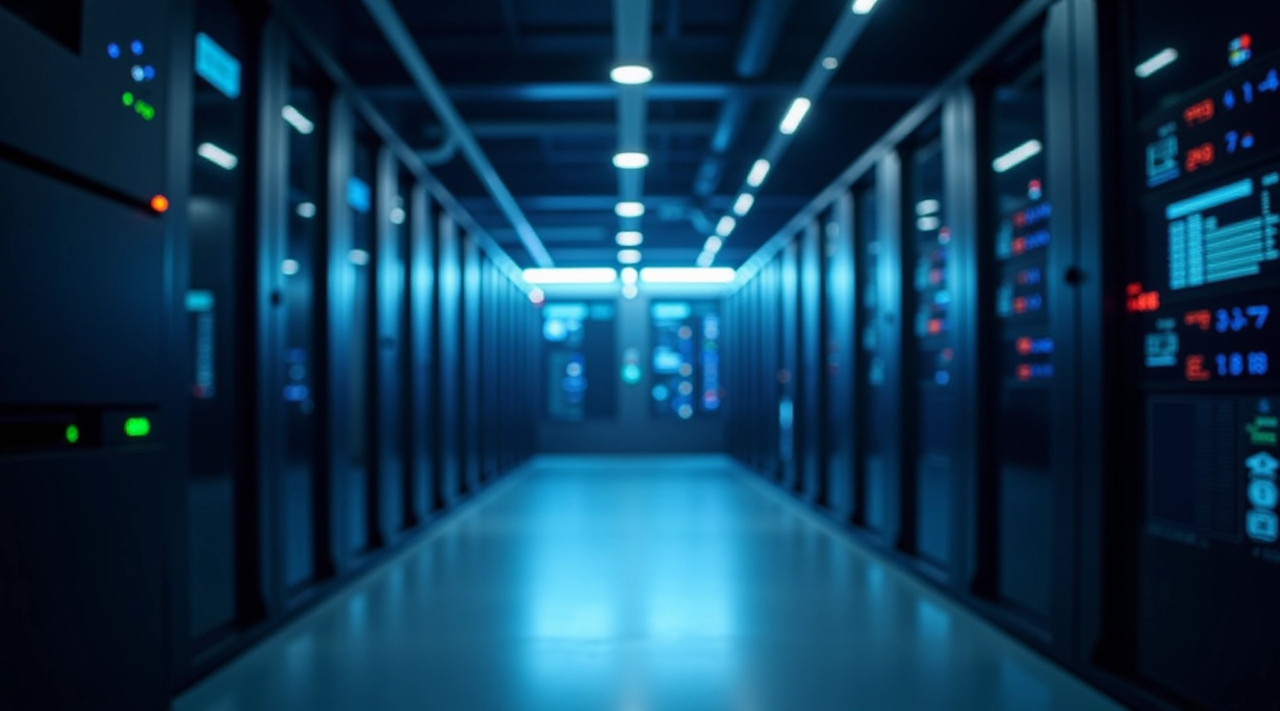 Centre de données moderne avec serveurs virtualisés et infrastructure cloud