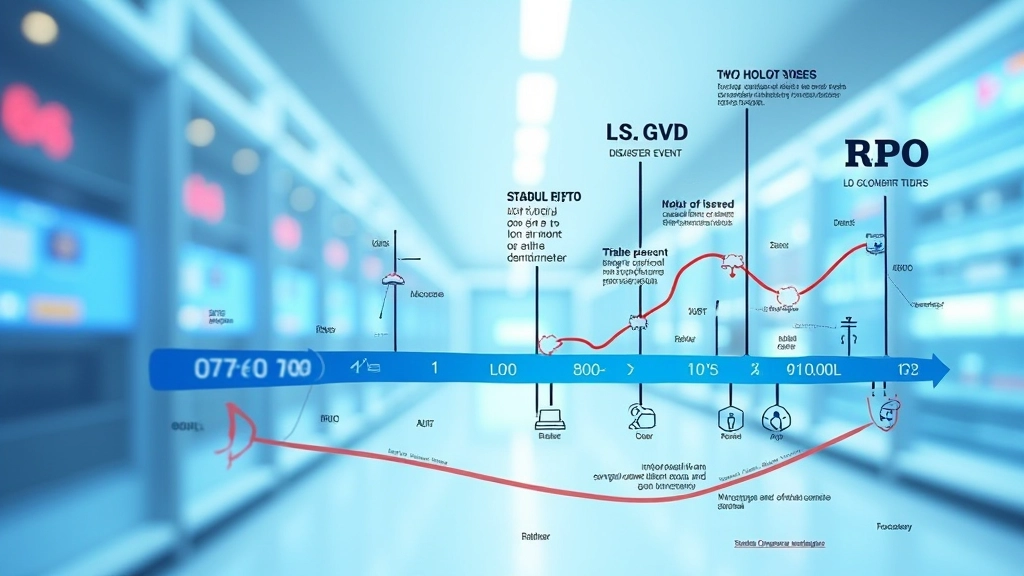 Diagramme montrant RPO et RTO avec timeline de sinistre et restauration de données