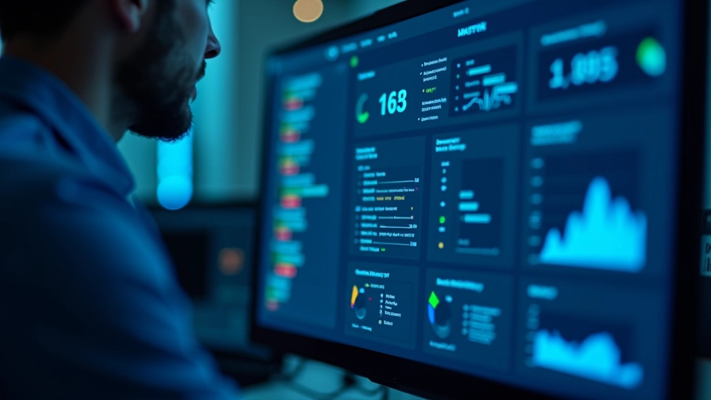 Tableau de bord de monitoring montrant des processus d'automatisation en cours avec des indicateurs de performance en temps réel