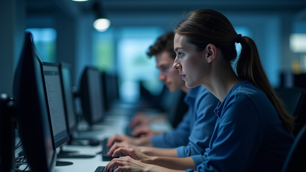 Équipe IT dans un centre d'assistance technique gérant les tickets et incidents réseau